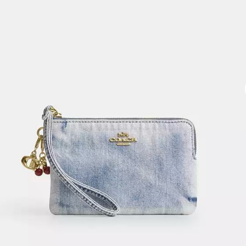 Coach Light Blue Denim Wristlet